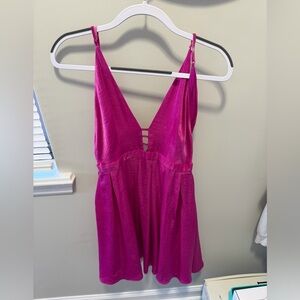 Free People Pink Purple Silk Formal Mini Dress Spaghetti Strap 2